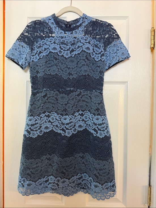 Sandro Dresses & Skirts - Sandro Two-Tone Navy and Sky Blue Lace Mini Dress